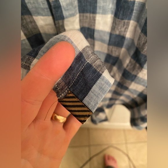 SOLD Billy Reid XL Linen Plaid Button Up Shirt - Picture 7 of 7